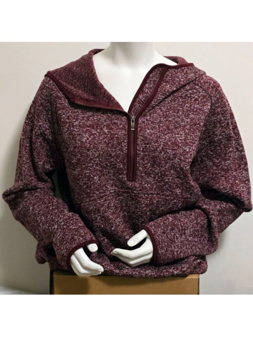 Avalanche Women's XL Sweater Fleece Half-Zip Hoodie Burgundy Heather Pullover